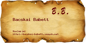 Bacskai Babett névjegykártya
